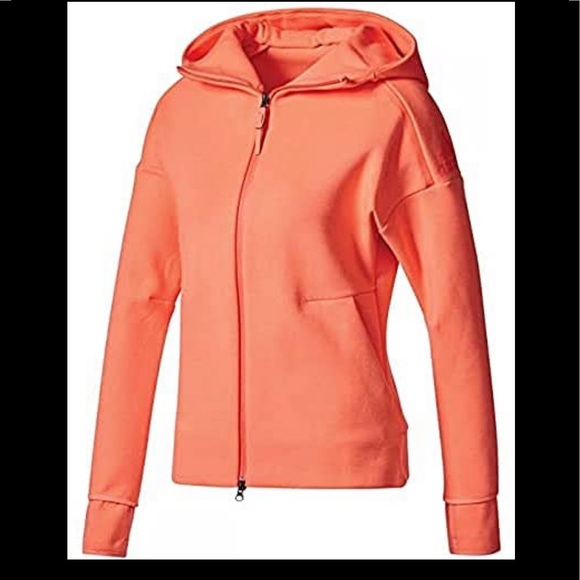 Adidas Z.N.E. Cotton Blend Orange Hoodie SZ SM - Picture 1 of 14